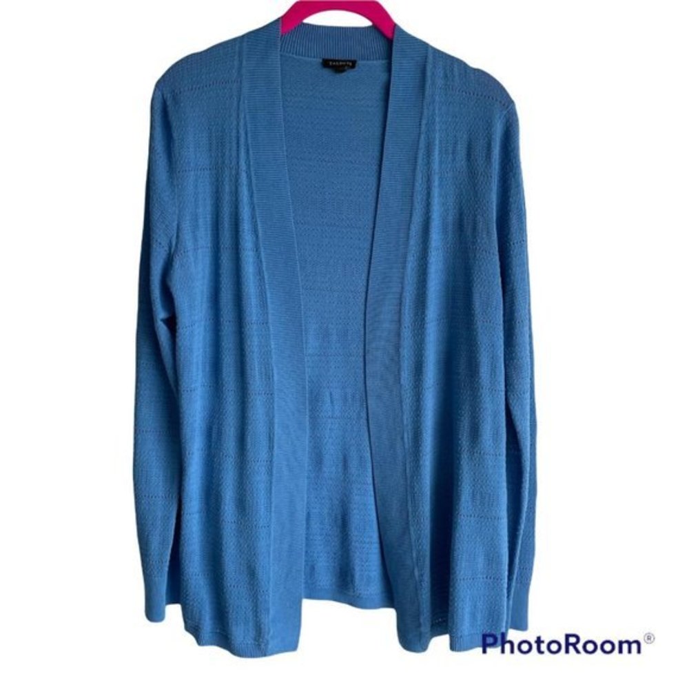 TALBOTS Blue Knit Open Ladies Casual Career Cardigan, M